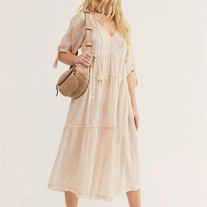Free People Cream Colored Flowy Dress Size Medium